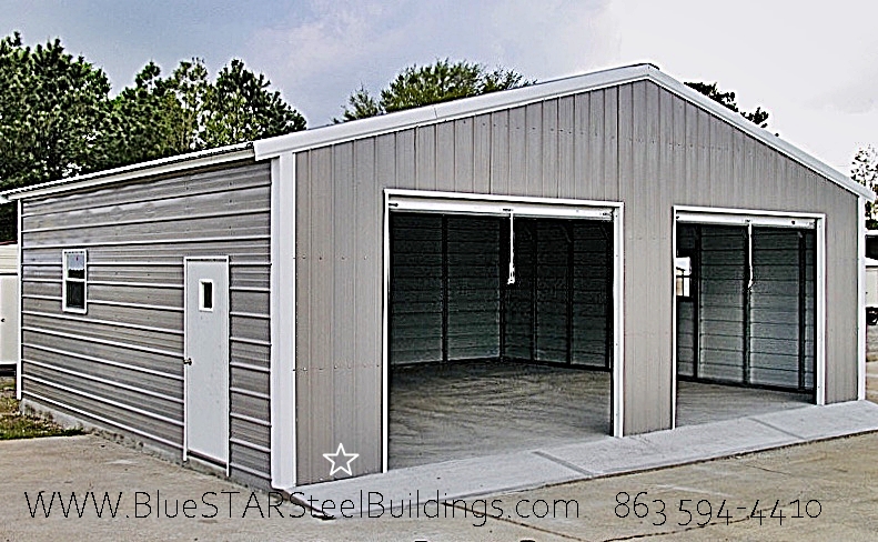 #11 2 Door Garage | BlueSTAR Steel Buildings LLC