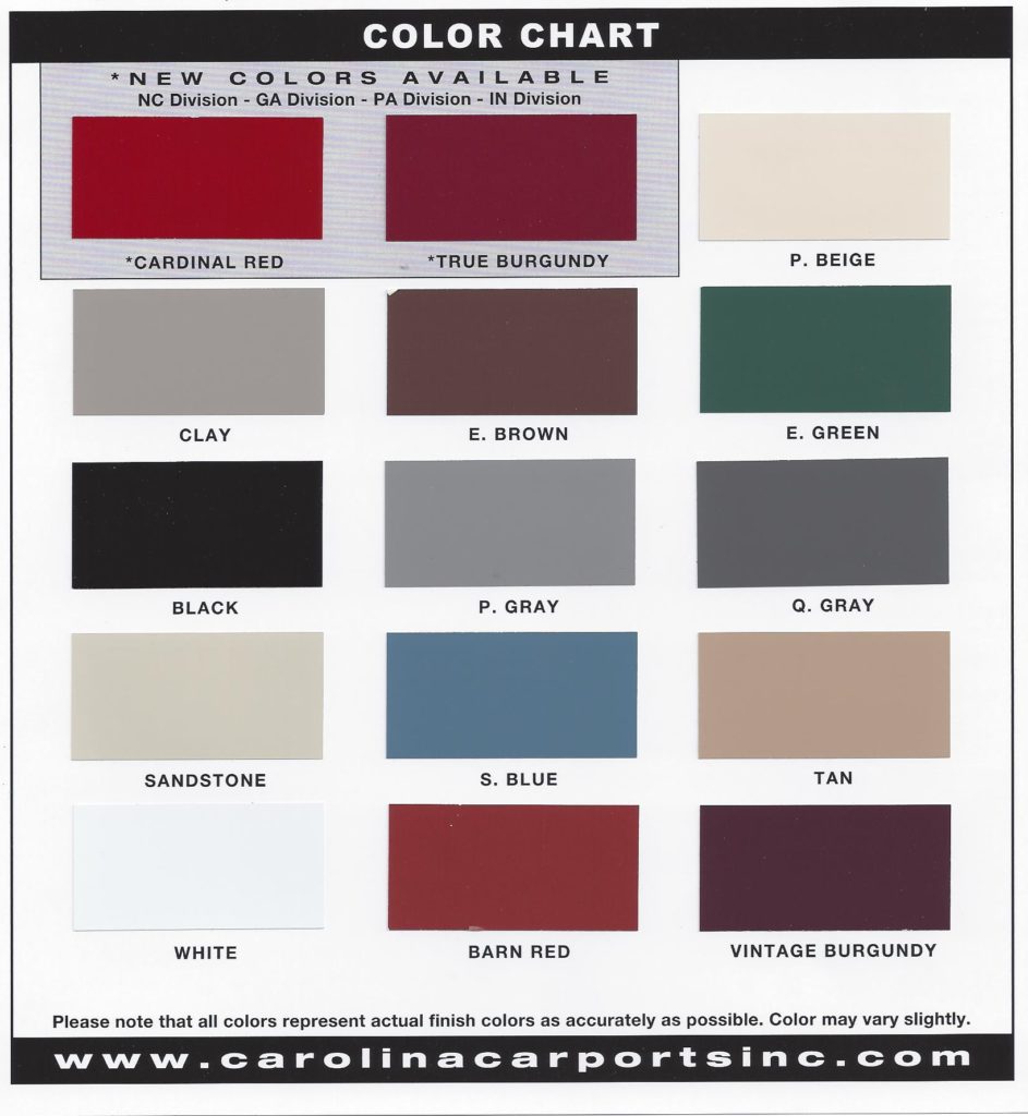 Carolina Carports Colors | BlueSTAR Steel Buildings LLC