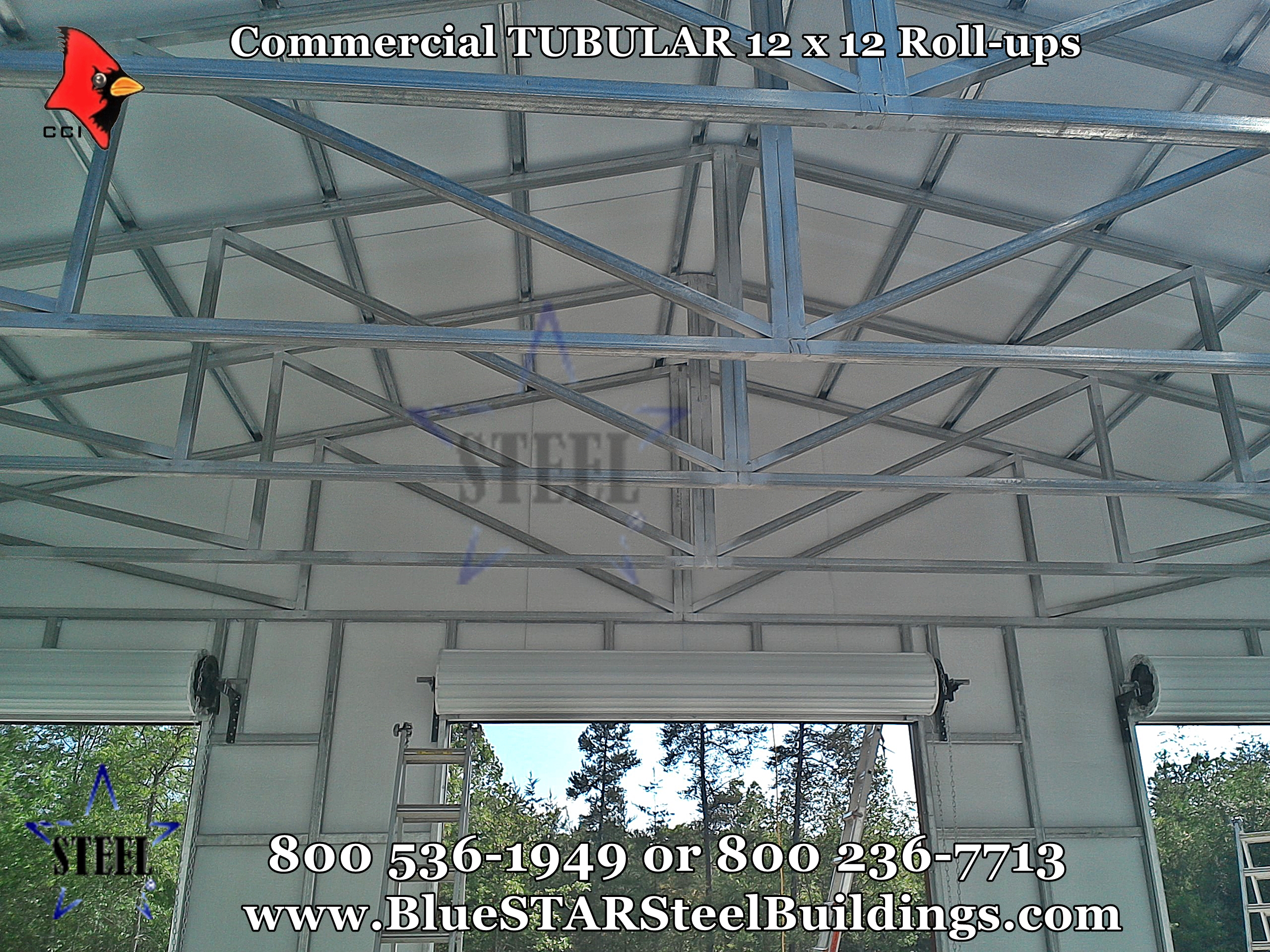 Big TUBULAR 12×12 Rollups | BlueSTAR Steel Buildings LLC